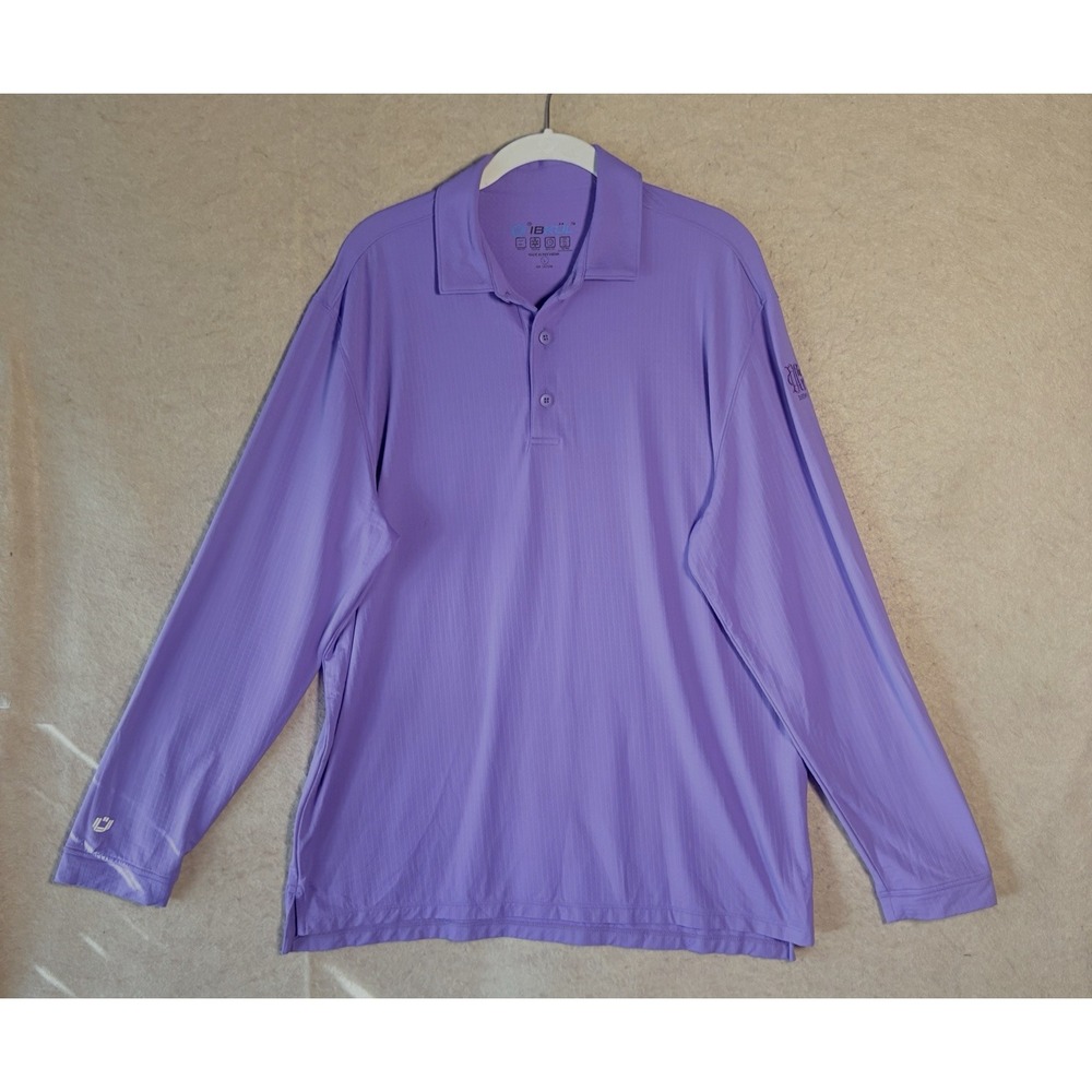 IBKUL Polo Shirt Mens Sz‎ L Purple Long Sleeve UPF 50 Quick Dry LOGO